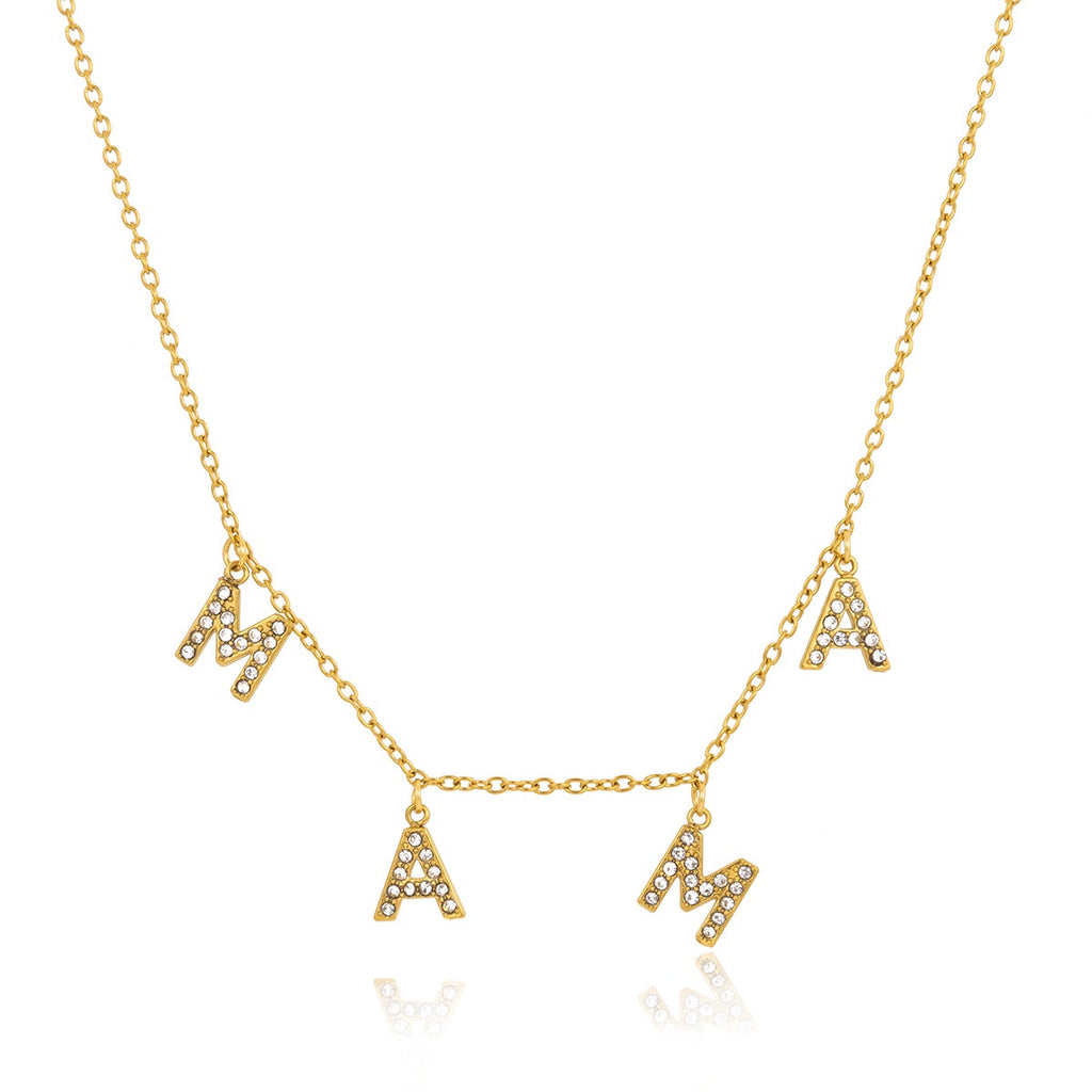 18K Gold MAMA Minimalist Glam Dainty Charm Necklace