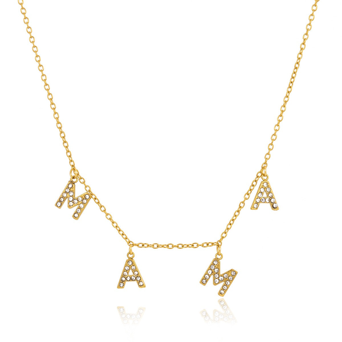 18K Gold MAMA Minimalist Glam Dainty Charm Necklace