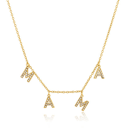 18K Gold MAMA Minimalist Glam Dainty Charm Necklace