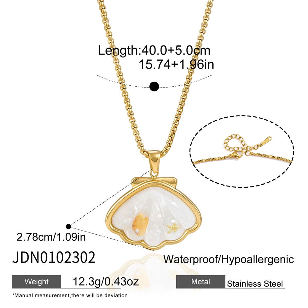 18K Gold Salt Air Seashell Pendant Necklace