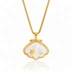 18K Gold Salt Air Seashell Pendant Necklace & Bangle Bracelet & Ring & Stud Earrings Set