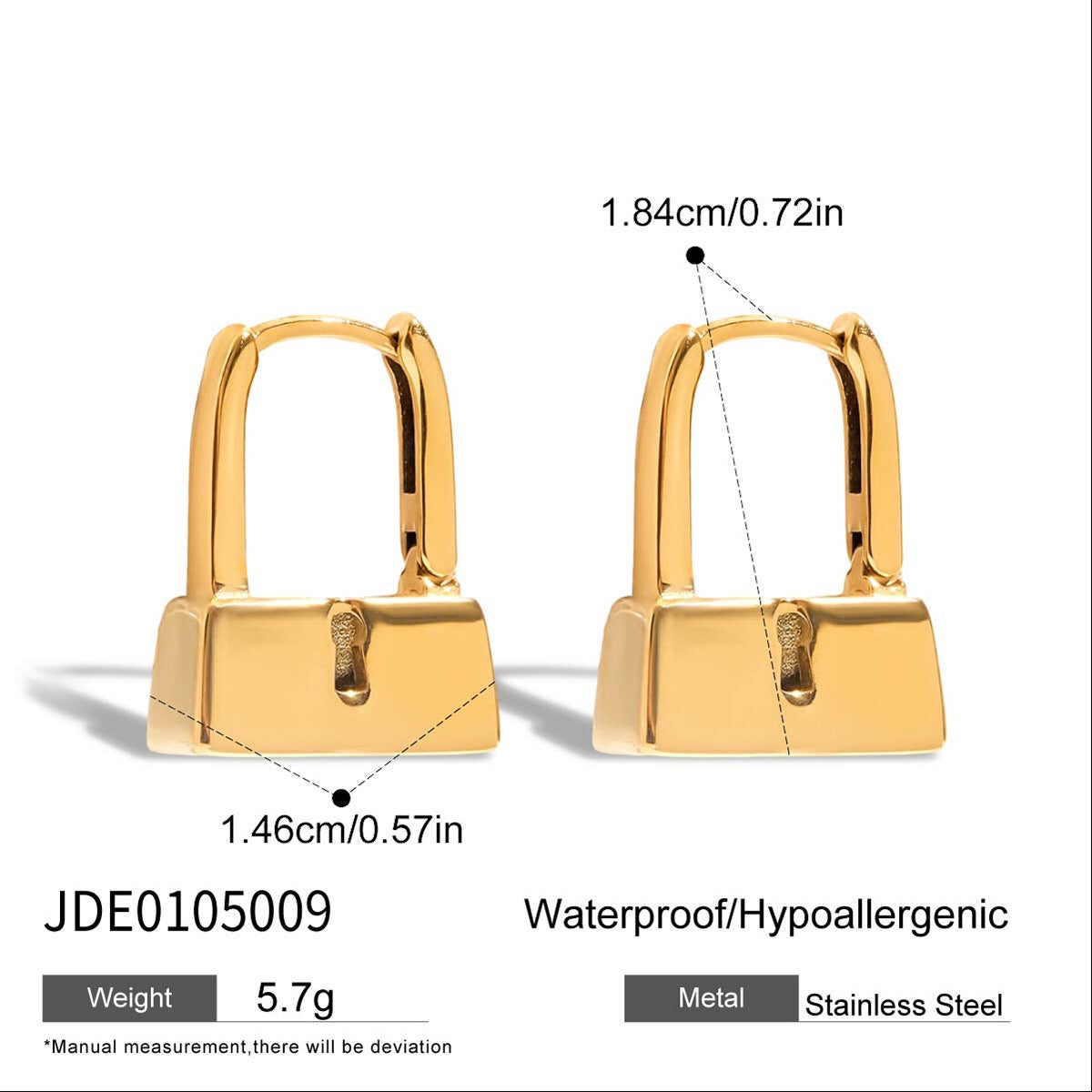 18K Gold Locked in Small Hoop Huggie Earrings