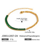 18K Gold Green Royale Emerald Tennis Chain Bracelet Stack