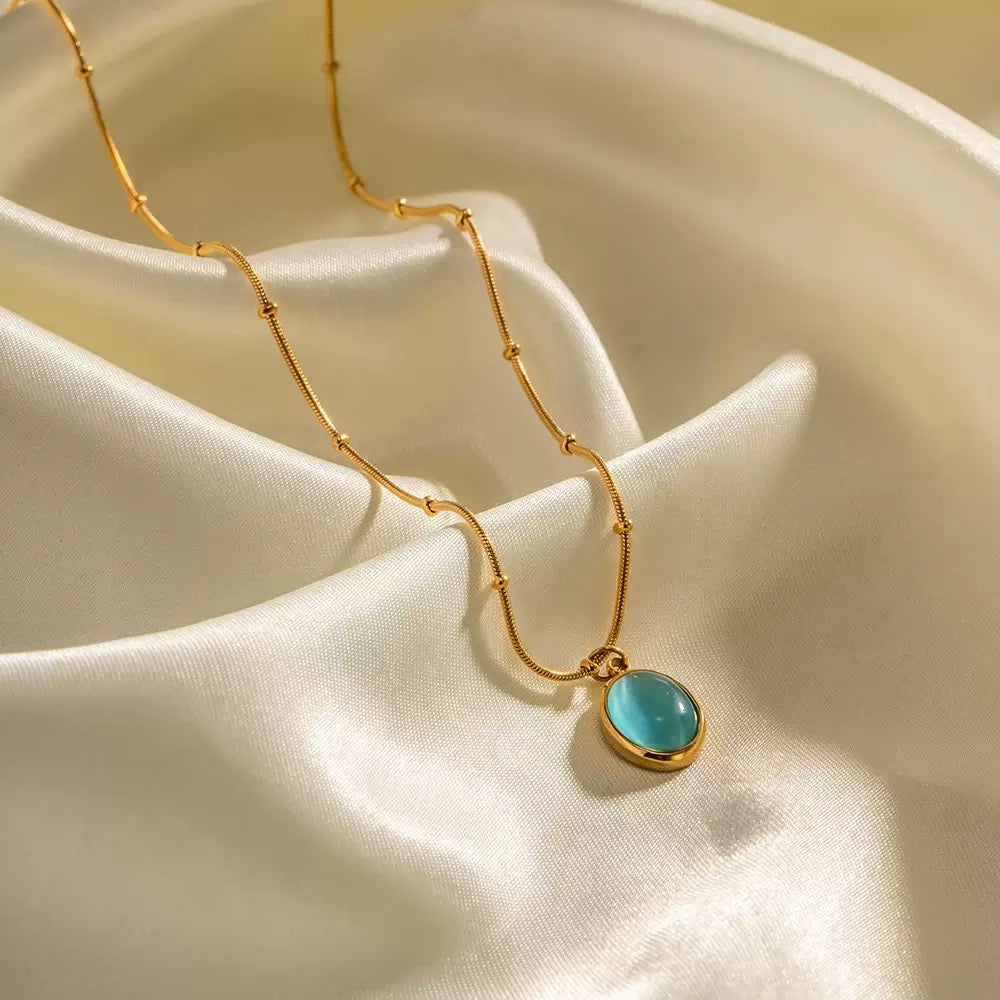 18K Gold Ocean Eye Pendant Necklace