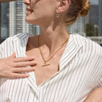 18K Gold and Silver Downtown T-Bar Statement Pendant Necklace
