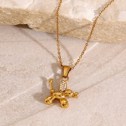 18K Gold Balloon Dog Pendant Necklace