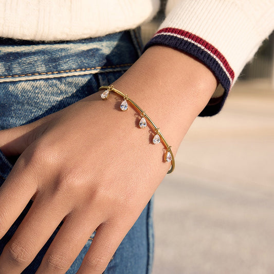 18K Gold Golden Tease Bangle Cuff Bracelet