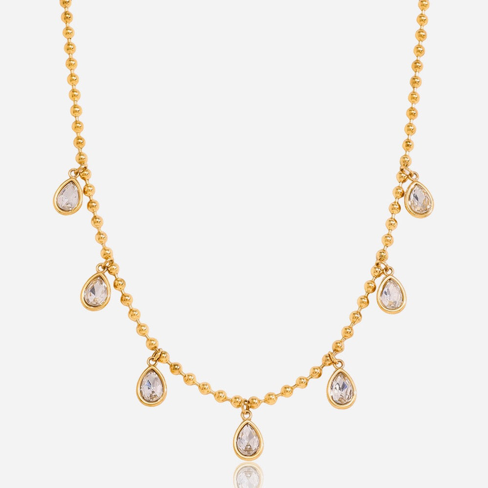 18K Gold Starlight Sprinkle Dainty CZ Chain Necklace