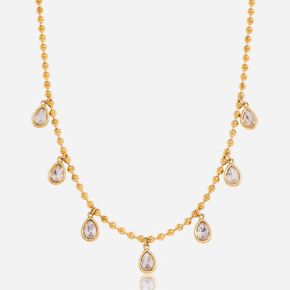 18K Gold Starlight Sprinkle Dainty CZ Chain Necklace