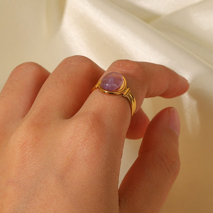 18K Gold Color Gemstone Statement Ring