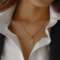 18K Gold Cupid Plate CZ Pendant Necklace