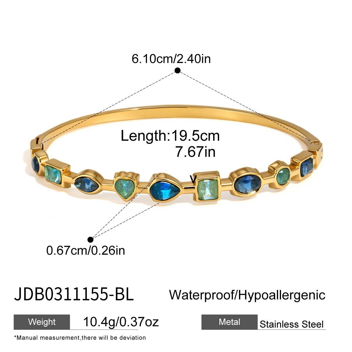 18K Gold Starlight Seduction Color Gem Bangle Bracelet