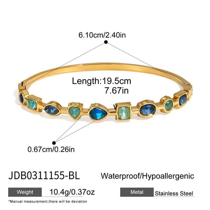 18K Gold Starlight Seduction Color Gem Bangle Bracelet
