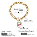 18K Gold Waterproof Red Cherry Trendy Hand Jewelry Chain Bracelet