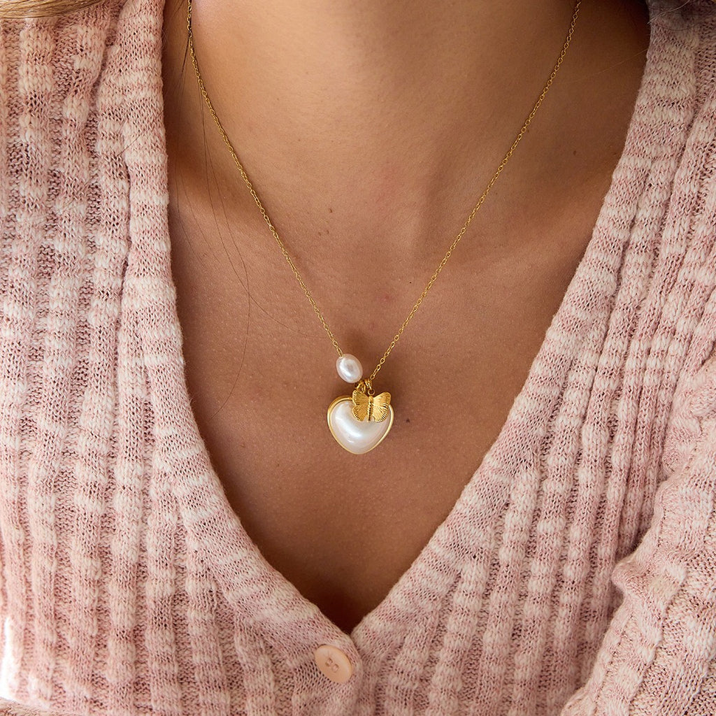 18K Gold Soft Harmony Pearl Charm Statement Necklace