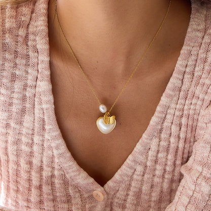 18K Gold Soft Harmony Pearl Charm Statement Necklace