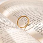 18K Gold Pearl Evermore Dainty Eternity Stacking Ring