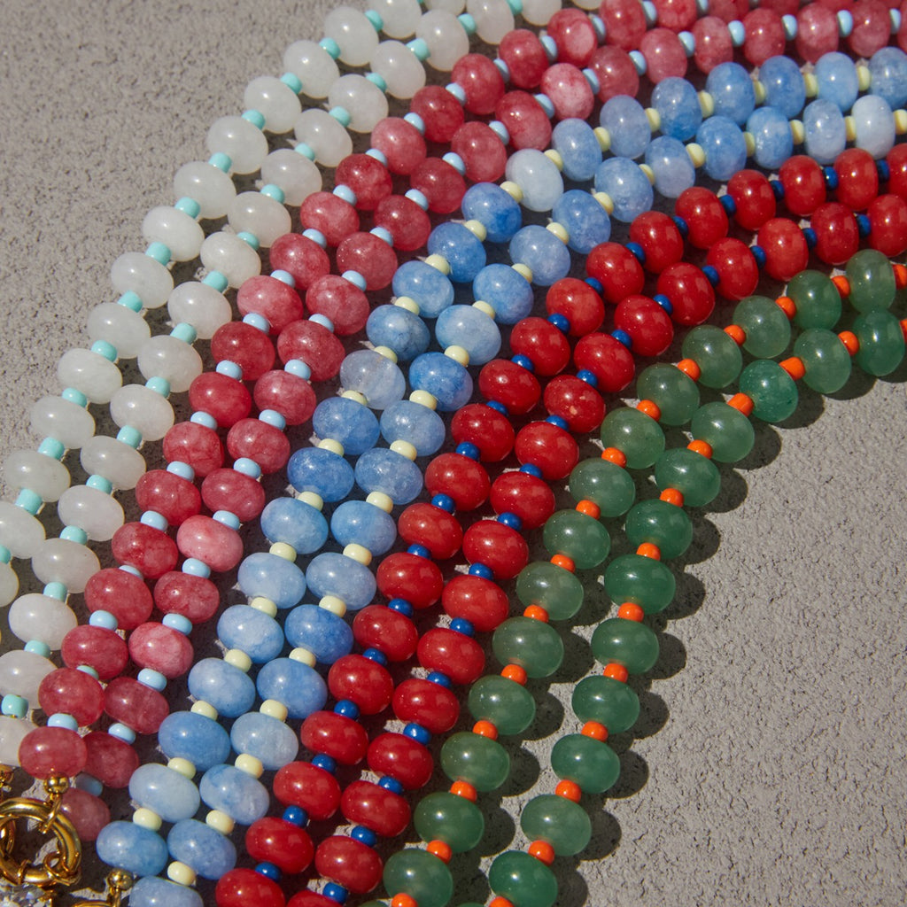 18K Gold Color Therapy Beaded Pendant Necklace
