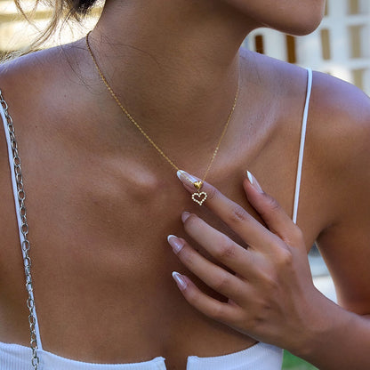 18K Gold Heart to Heart Dainty Pendant Necklace