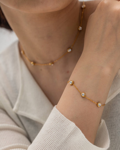 18K Gold Minimal Glow Dainty CZ Chain Necklace