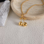 18K Gold Cherry Crush Pendant Cute Necklace