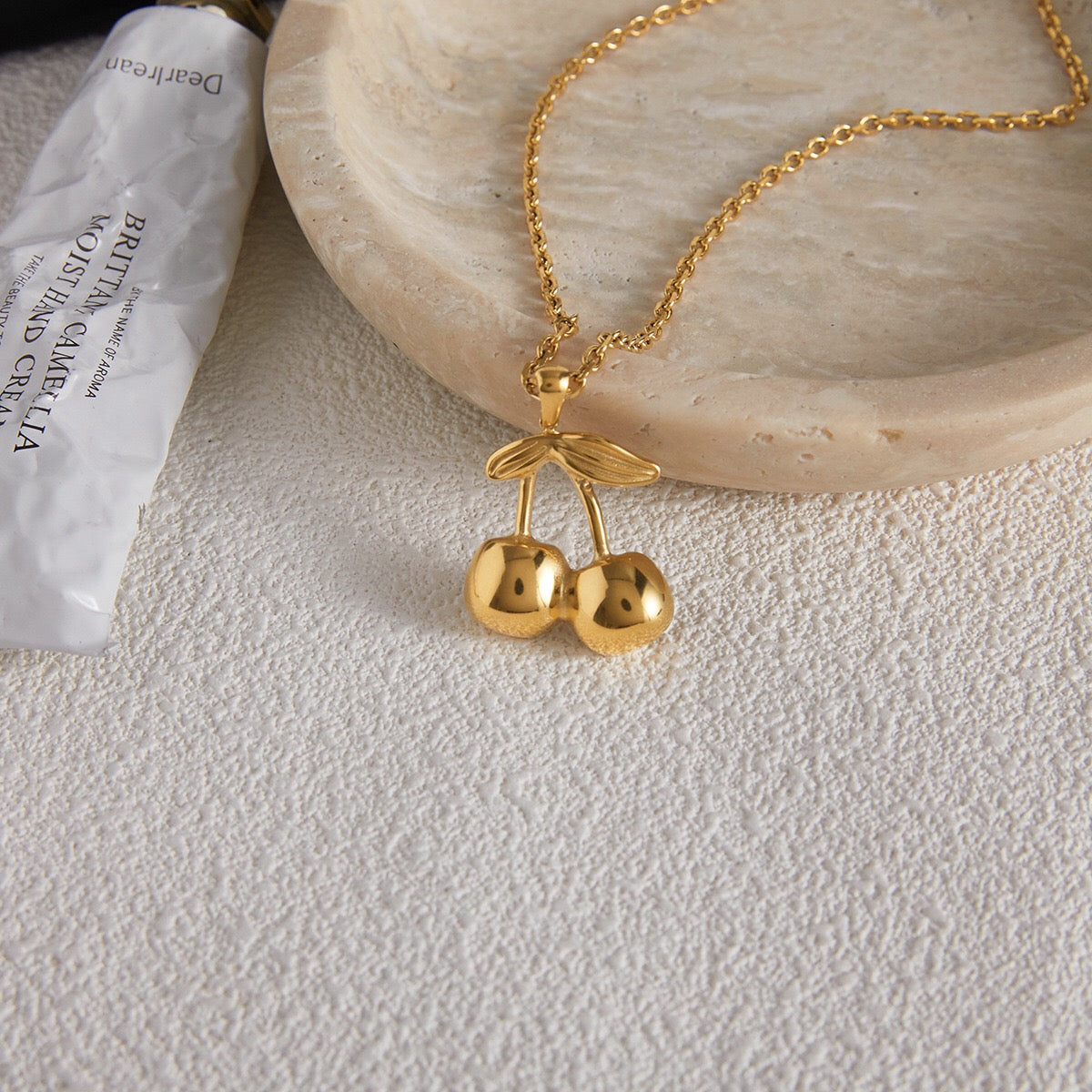 18K Gold Cherry Crush Pendant Cute Necklace