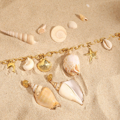 18K Gold Summer Chunky Shell Charm Necklace