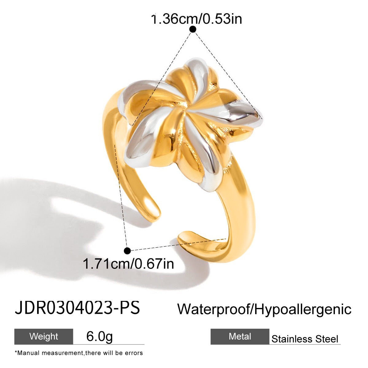 18K Gold and Silver Two Tone Cosmic Motion Statement Star Ring