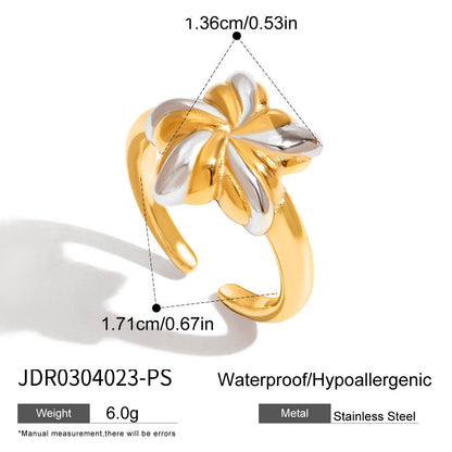 18K Gold and Silver Two Tone Cosmic Motion Statement Star Ring