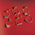 18K Gold Daydream Pink Butterfly Color Stones Adjustable Chain Ring