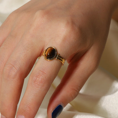 18K Gold Color Gemstone Statement Ring