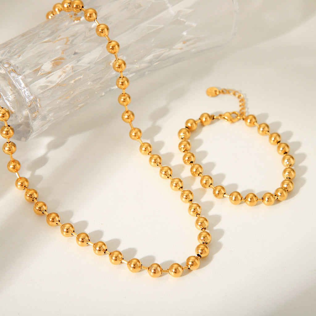 18K Gold Chic Ball Chain Beaded Bracelet