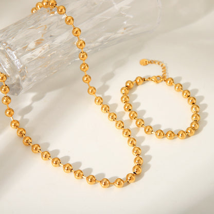 18K Gold Chic Ball Chain Beaded Collar Necklace