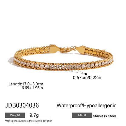 18K Gold Pink Dream Star Tennis Chain Bracelet Stack