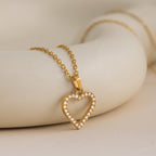 18K Gold Heartstrings Dainty Bling Heart Pendant Necklace
