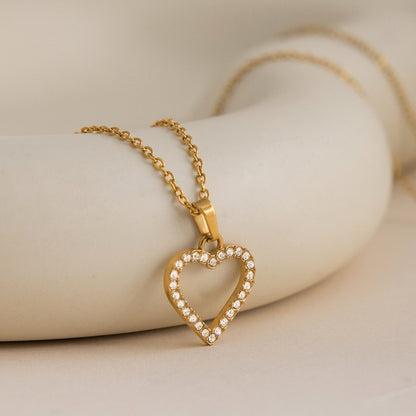 18K Gold Heartstrings Dainty Bling Heart Small Hoop Dangle Huggie Earrings