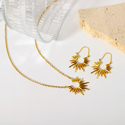 18K Gold Glowing Sun Dangle Earrings