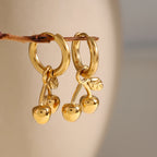 18K Gold Cherry Small Hoop Huggie Earrings