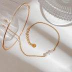 18K Gold Elegant Pearl Chain Dainty Anklet
