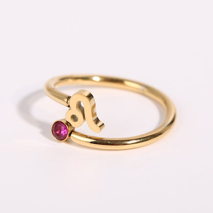 18K Gold Zodiac Birthstone Ring