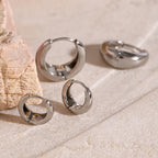 18K Gold Classic Dome Small Hoop Huggie Earrings