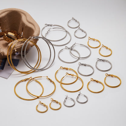 18K Gold and Silver Minimalist Essential Hoop Huggie Earrings