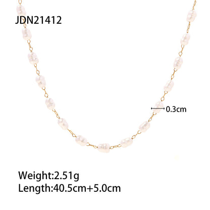 18K Gold Classic Pearl Chain Necklace