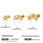 18K Gold Celestial Glow Stars Flat Back Stud Nap Earrings Set