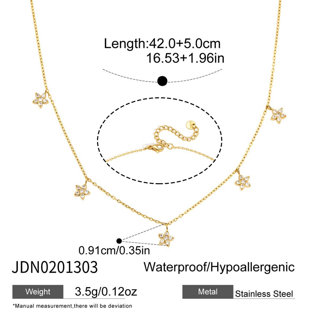 18K Gold Star Flower Dainty Chain Y Shape Layered Necklace Set