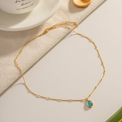 18K Gold Ocean Eye Opal Pendant Necklace
