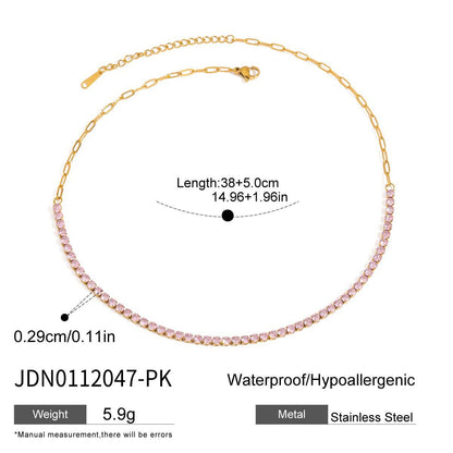 18K Gold Color Twinkle Dainty Charm Layered Tennis Necklace Set