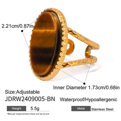 18K Gold Old Money Oval Gemstone Statement Ring
