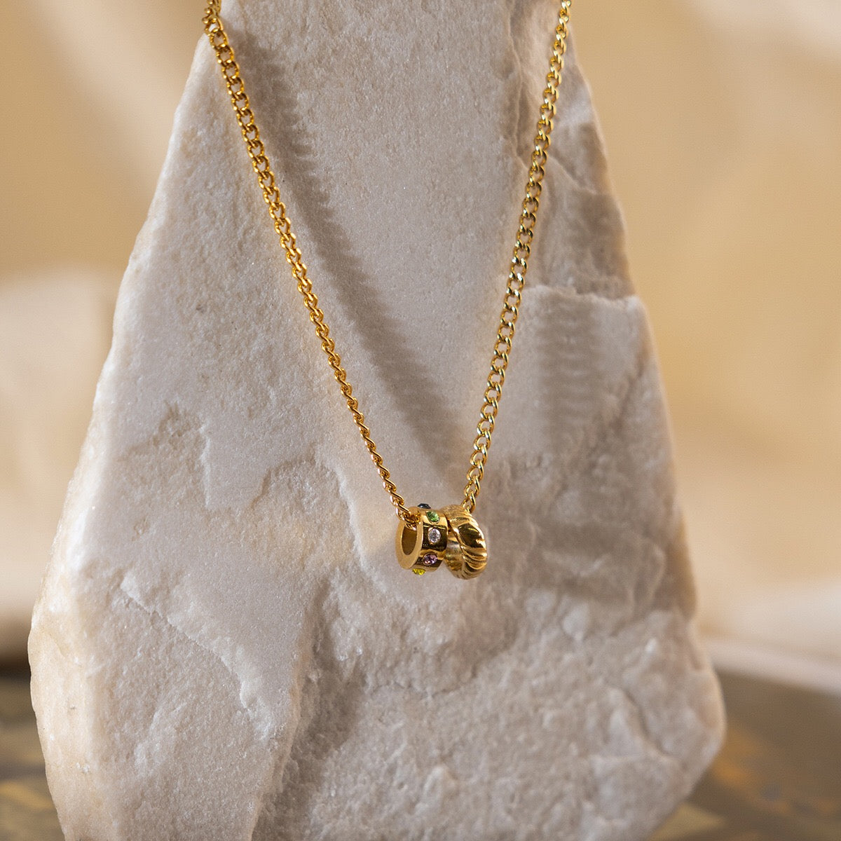 18K Gold Quiet Joy Dainty Ring Pendant Necklace