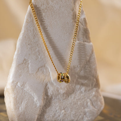 18K Gold Quiet Joy Dainty Ring Pendant Necklace